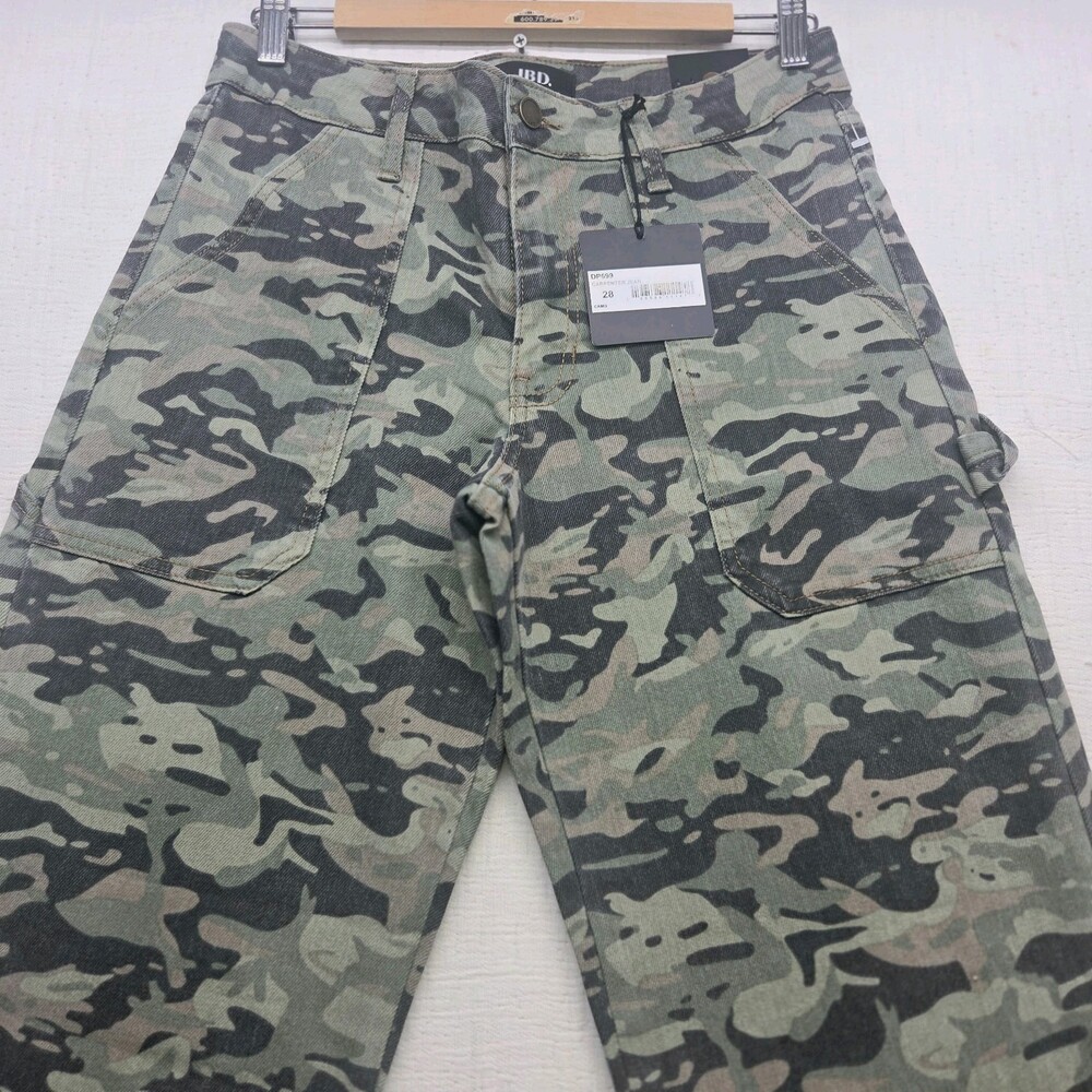 JBD JUST BLACK DENIM NEW! CAMO High Rise Carpenter Jeans Sz 28 #DP699